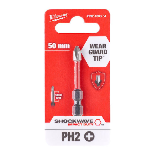 Milwaukee Shockwave Screwdriver Bit Cross with Size PH2
