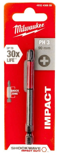Milwaukee Shockwave Screwdriver Bit Cross with Size PH3