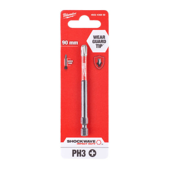 Milwaukee Shockwave Screwdriver Bit Cross with Size PH3