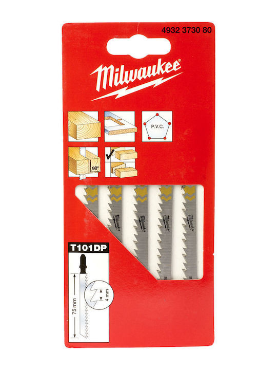 Milwaukee Jig Saw Blade for Wood 75mm 5pcs 4932373080