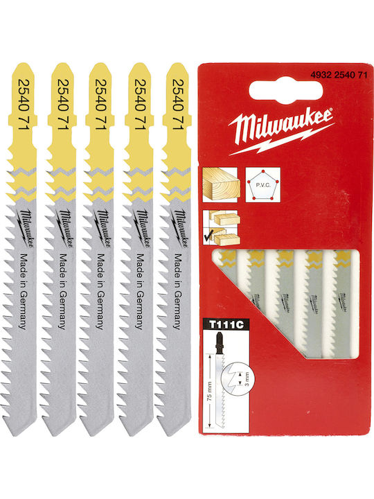 Milwaukee T111C Ленти за джиг-резачки за Дърво 75мм 5бр