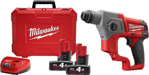 Milwaukee M12 CH-602X Κρουστικό Σκαπτικό Πιστολέτο Μπαταρίας Brushless 12V 2x6Ah με Υποδοχή SDS Plus 4933451510