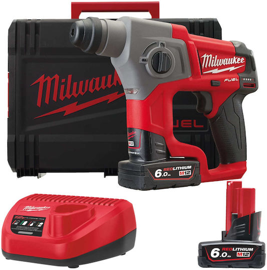 Milwaukee M12 CH-602X Κρουστικό Σκαπτικό Πιστολέτο Μπαταρίας Brushless 12V 2x6Ah με Υποδοχή SDS Plus 4933451510