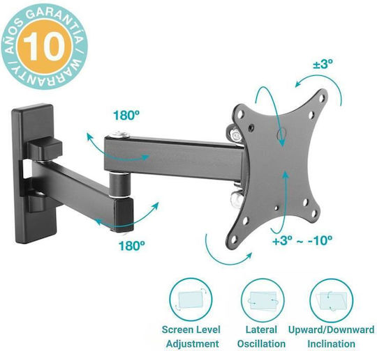 GSC Game World Wall TV Mount with Arm up to 27" and 15kg Black