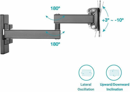 GSC Game World Wall TV Mount with Arm up to 27" and 15kg Black