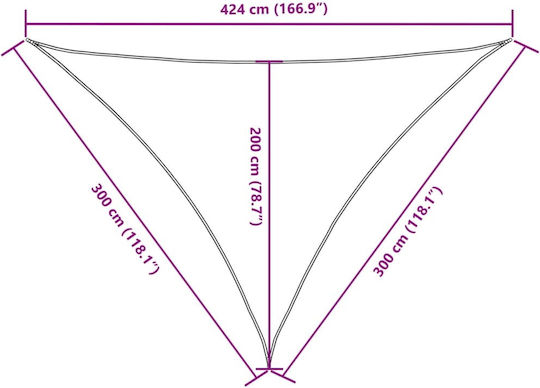 vidaXL Triangle Shade Sail Red with PU Coating 3x3x4.24m made of Oxford fabric