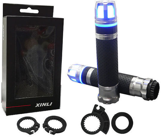 Xinli Griffe mit Lenkergegengewichten XL-658L Gummi Gel PVC mit Licht in Silber Farbe
