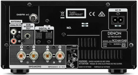 Denon Аудиосистема 2 D-M41DAB RCDM41DAB+SCM41 60W с CD / Цифрови медии Player, WiFi и Bluetooth Черен