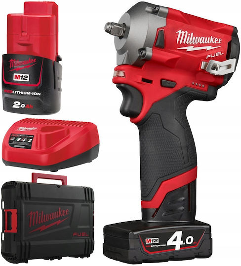Milwaukee M12 FIW38-422X Brushless Impact Wrench Battery 12V 2x4Ah with Socket 3/8"