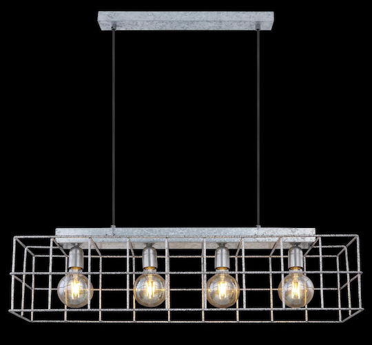 Globo Lighting Merril Висящо Осветително Тяло Сребрист Мрежа за 4 Крушки E27 90x20x150см.
