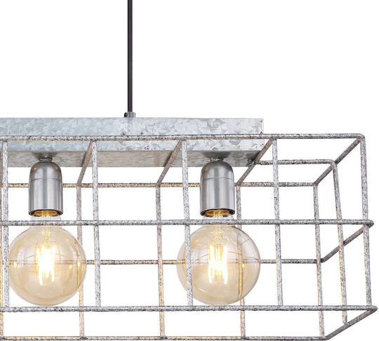Globo Lighting Merril Висящо Осветително Тяло Сребрист Мрежа за 4 Крушки E27 90x20x150см.