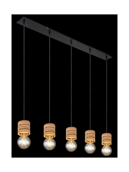 Globo Lighting Angeline Pendant Light Black Rail for 5 Bulbs E27 116x10x120cm