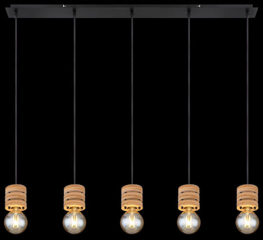 Globo Lighting Angeline Pendant Light Black Rail for 5 Bulbs E27 116x10x120cm