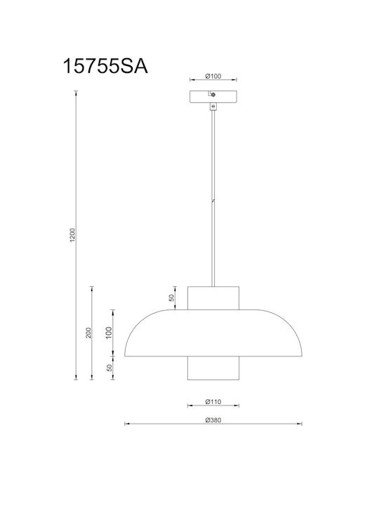 Globo Lighting Hängelampe Beige mit Fassung E27 38x38x120cm.