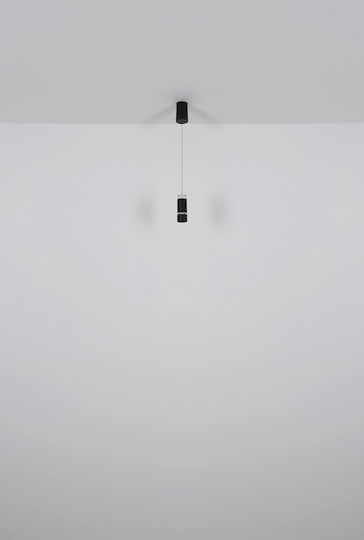 Globo Lighting Ρυθμιζόμενο Κρεμαστό Φωτιστικό Μαύρο LED με Θερμό Λευκό Φως 7.5x7.5x180εκ.