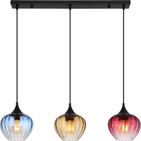 Globo Lighting Hängelampe Schwarz mit Fassung E27 80x18x150cm.