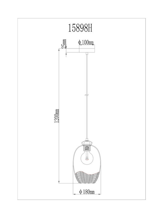 Globo Lighting Κρεμαστό Φωτιστικό Χρυσό με Ντουί E27 22x22x120εκ.