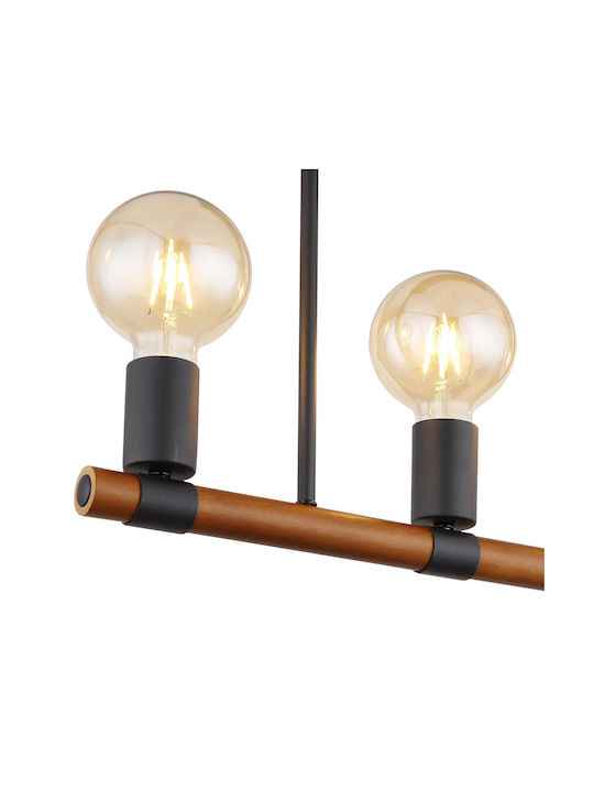 Globo Lighting Heinrich Κρεμαστό Φωτιστικό Μαύρο Ράγα με Ντουί E27 49x6x35εκ.
