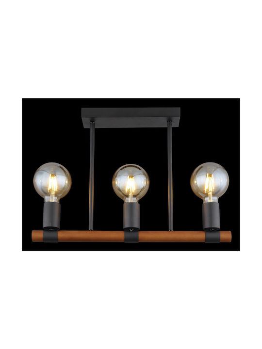 Globo Lighting Heinrich Κρεμαστό Φωτιστικό Μαύρο Ράγα με Ντουί E27 49x6x35εκ.