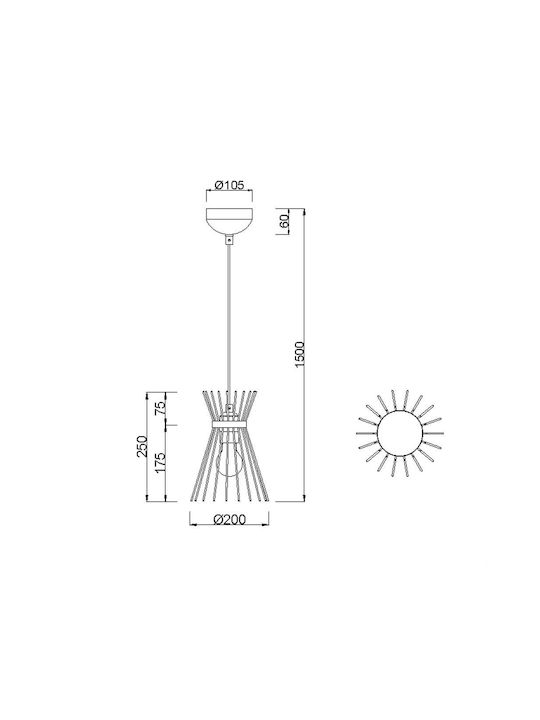 Trio Lighting Pendant Light Black Rail with Socket E27 150x20cm