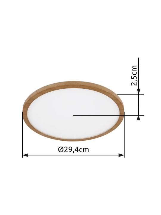 Globo Lighting Sapana Ceiling Mount Light Bathroom 29.4cm Brown with Integrated LED