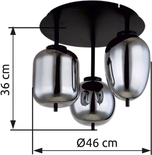 Globo Lighting Blacky Πλαφονιέρα Οροφής 46εκ. Μαύρη με Ντουί E14