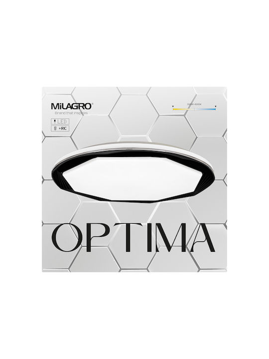 Eko Light Optima Πλαφονιέρα Οροφής 48εκ. Μαύρη με Ενσωματωμένο LED και Τηλεχειριστήριο