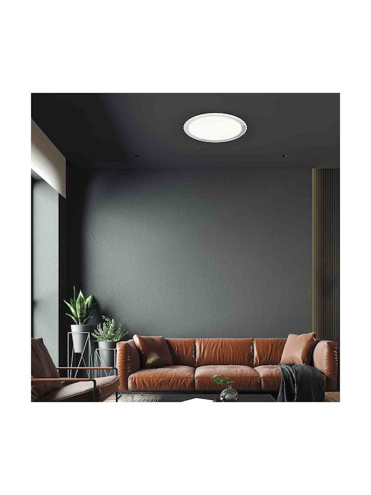 Eko Light Πλαφονιέρα Οροφής Λευκή με Ενσωματωμένο LED και Τηλεχειριστήριο