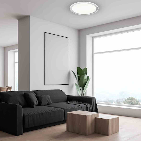 Eko Light Πλαφονιέρα Οροφής Λευκή με Ενσωματωμένο LED και Τηλεχειριστήριο