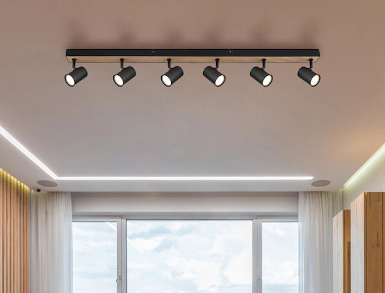 Globo Lighting Spot mit 6 Lichtern und mit Fassung GU10 in Schwarz Farbe