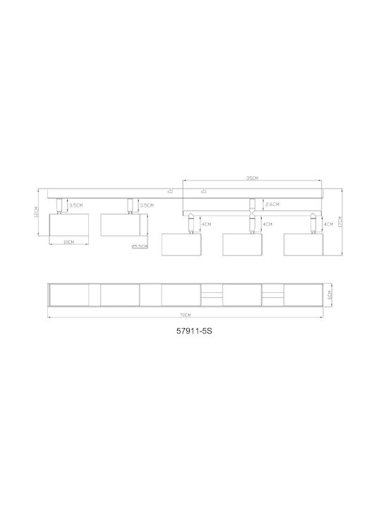 Globo Lighting Σποτ με 5 Φώτα και με Ντουί GU10 σε Γκρι Χρώμα