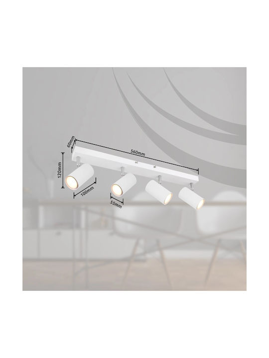 Globo Lighting Robby Σποτ με 4 Φώτα και με Ντουί GU10 σε Λευκό Χρώμα