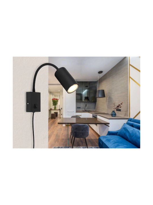 Globo Lighting Single Spot with Socket GU10 in Black Color