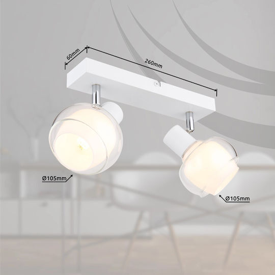 Globo Lighting Double Spot with Socket E14 in White Color