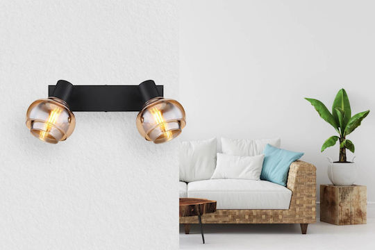 Globo Lighting Double Spot with Socket E14 in Black Color