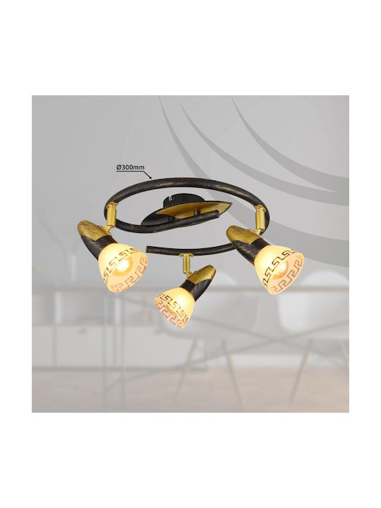 Globo Lighting Τριπλό Σποτ με Ντουί E14 σε Χρυσό Χρώμα