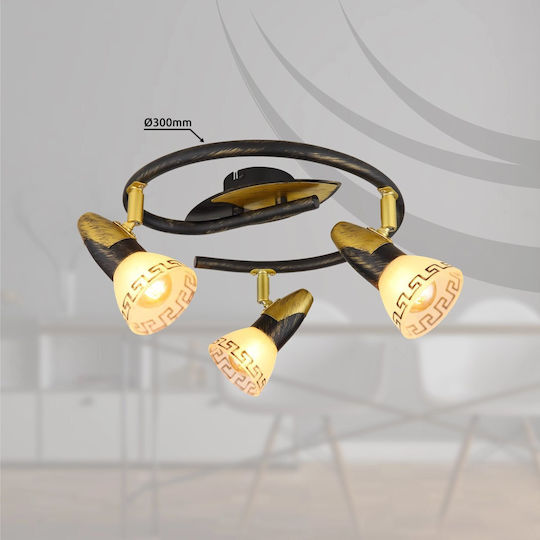 Globo Lighting Triple Spot with Socket E14 in Gold Color