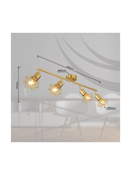 Globo Lighting Σποτ με 4 Φώτα και με Ντουί E14 σε Χρυσό Χρώμα