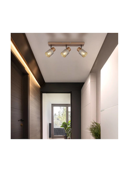 Globo Lighting Тройно Спот с Цокъл E14 в Кафяв Цвят