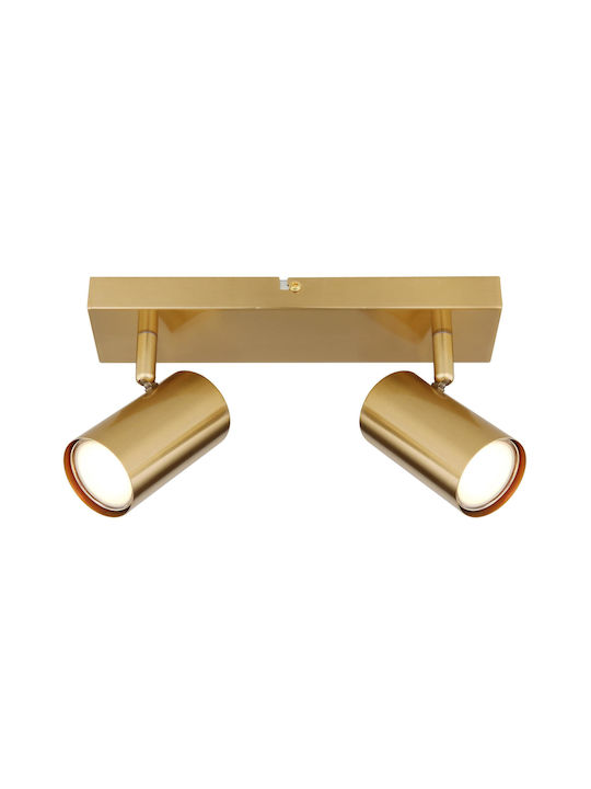 Globo Lighting Double Spot with Socket GU10 in Gold Color