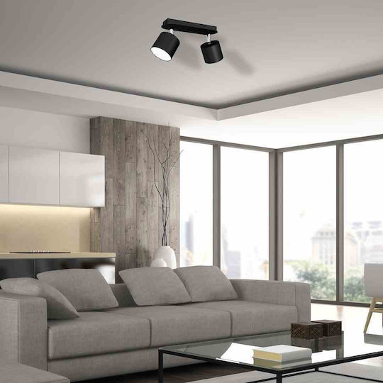 Eko Light Dixie Doppel Spot mit Fassung null in Schwarz Farbe