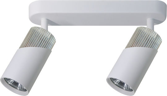 Eko Light Двойно Спот с Цокъл GU10 в Бял Цвят