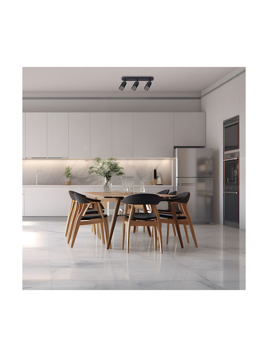 Eko Light Тройно Спот с Цокъл GU10 в Черен Цвят