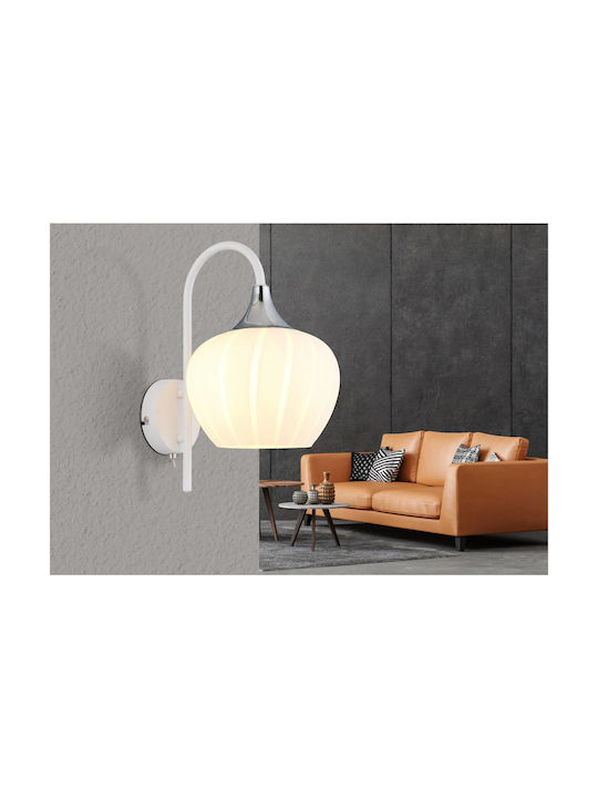 Globo Lighting Φωτιστικό Τοίχου με Ντουί E27 και Διακόπτη Λευκό 18x32εκ.
