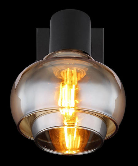 Globo Lighting Lamp Wall with Socket E14 and Switch Black 10.5x12.5cm