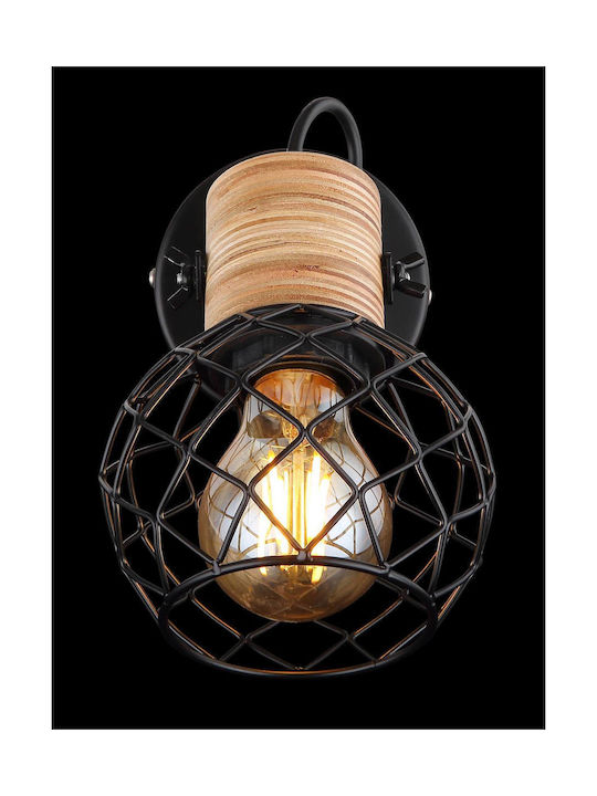 Globo Lighting Lamp Wall with Socket E27 and Switch Black 12x17.5cm