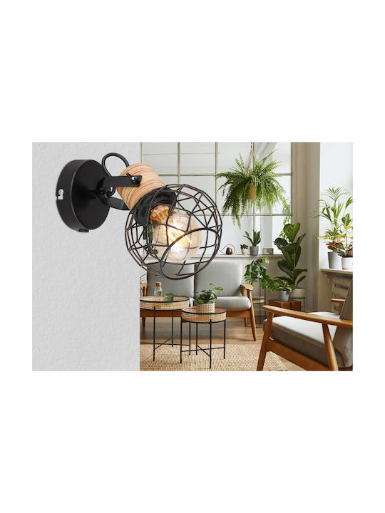 Globo Lighting Lamp Wall with Socket E27 and Switch Black 12x17.5cm