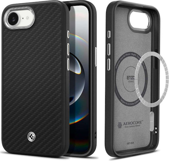Spigen Enzo Aramid Umschlag Rückseite Aramidfaser Schwarz iPhone 17e / 16e