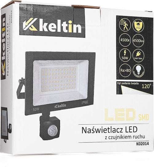 Led Floodlight Motion Sensor 50 W 4500k Keltin K02014