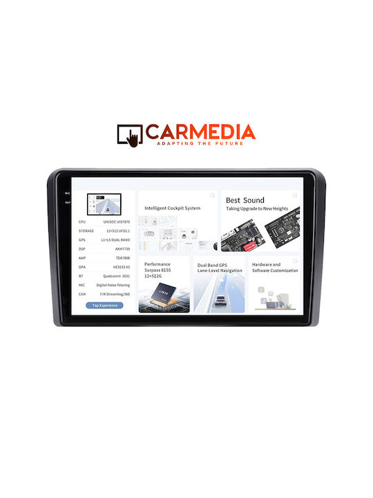 Carmedia Car Audio System for Seat Exeo Audi A3 2003-2012 (Bluetooth/USB/WiFi/GPS/Apple-Carplay/Android-Auto) with Touch Screen 9"